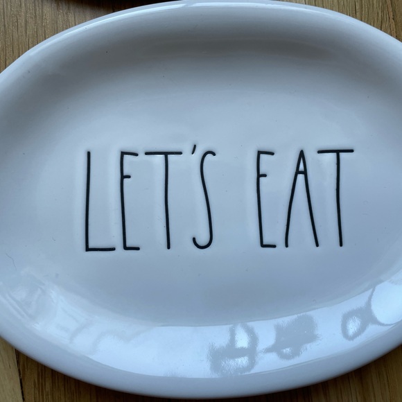 Rae Dunn Artisan Collection by Magenta | Small Plates “Let’s Eat” Set of 4 - Picture 5 of 7